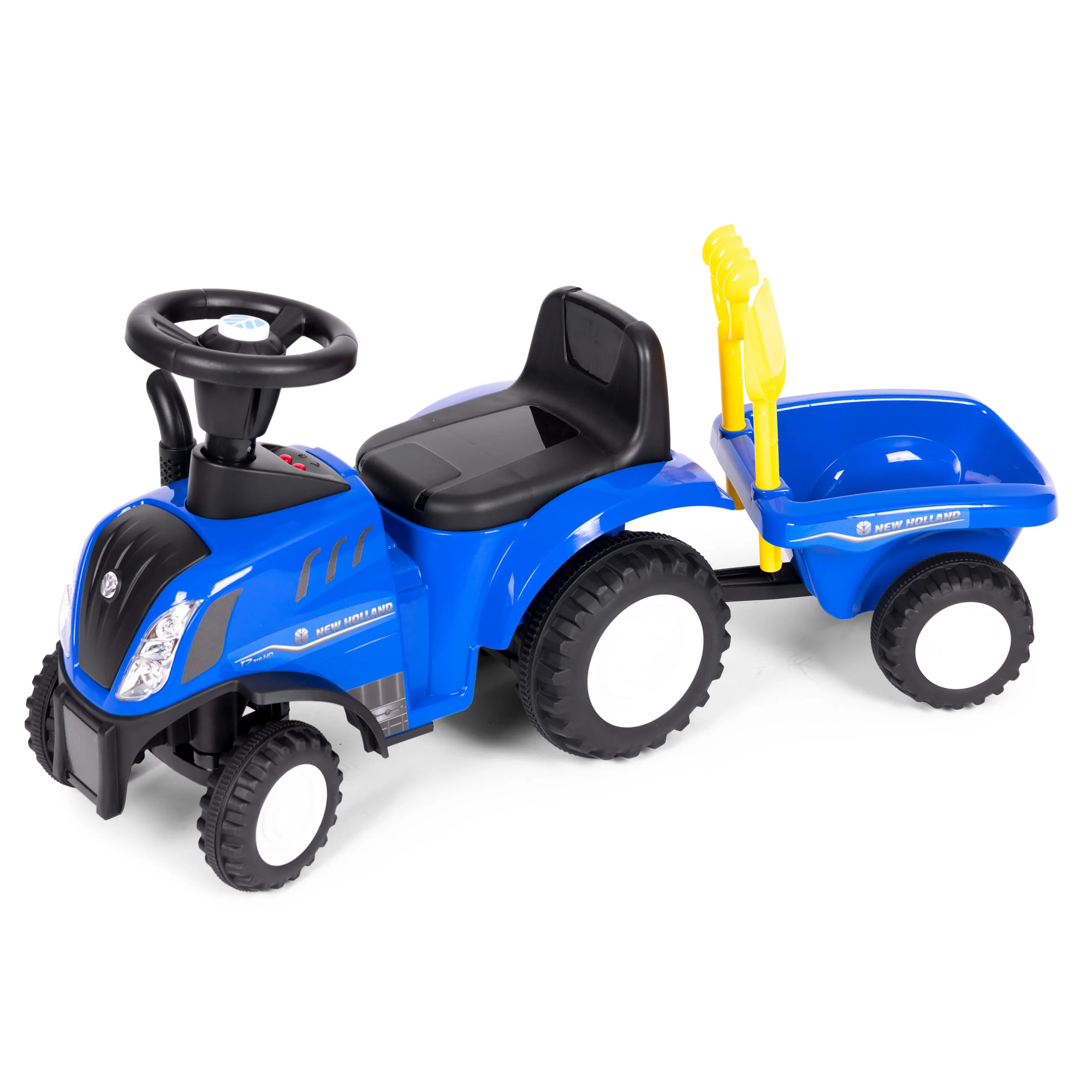 traktor za vožnju s prikolicom za djecu, interaktivni volan, zvukovi, plava - slika 5