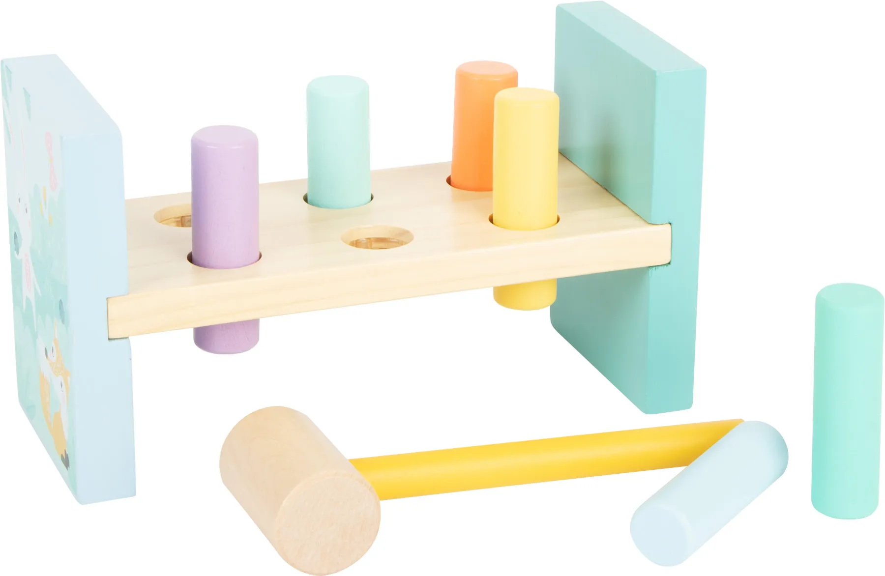 small foot drvena klupa za kucanje čekićom, pastelne boje - slika 4