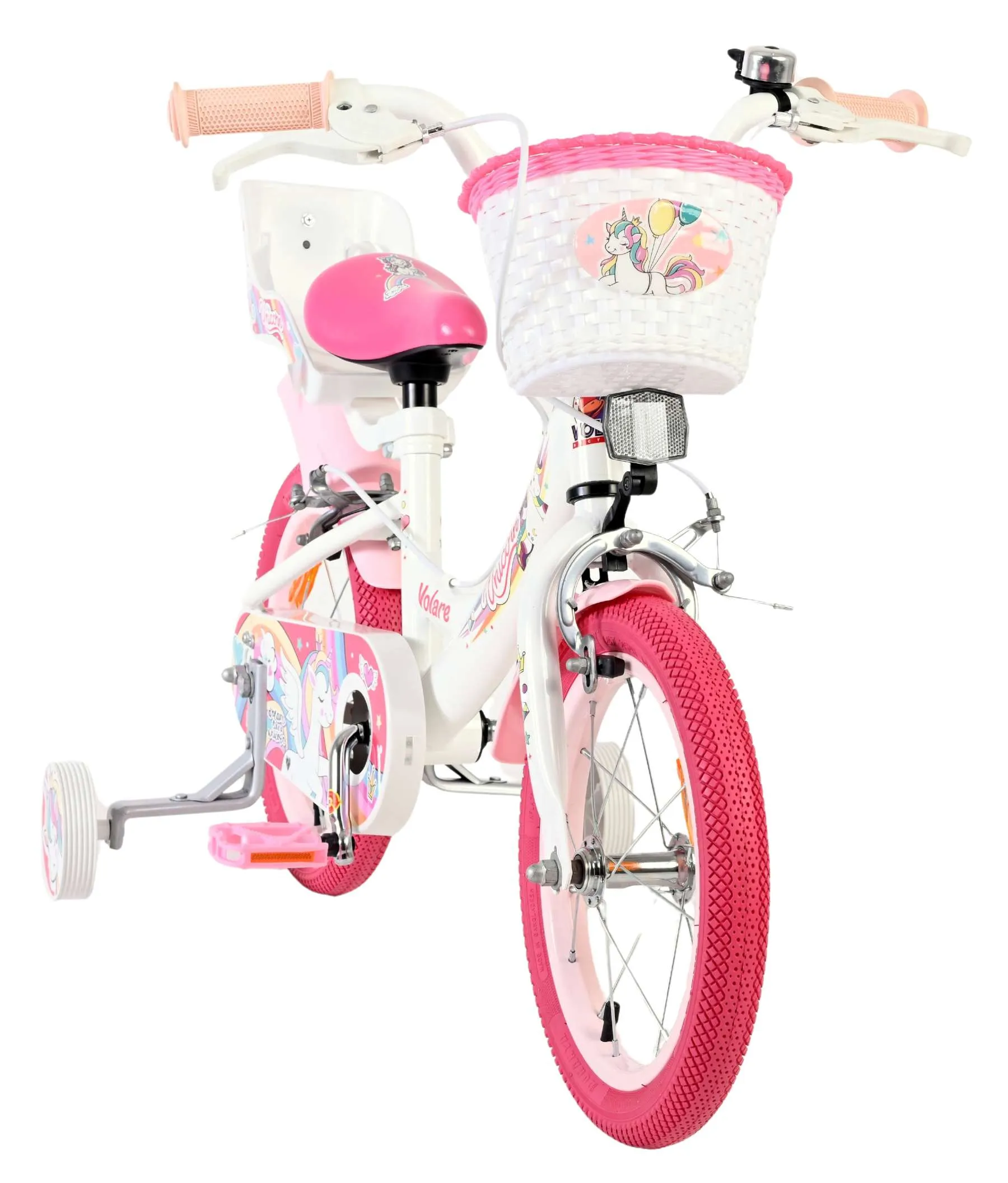 volare dječji bicikl unicorn 14″ bijele boje, s dvije ručne kočnice - slika 6