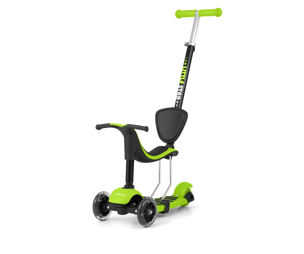 milly mally 3u1 dječji romobil na 3 kotača little star zeleni - slika 2