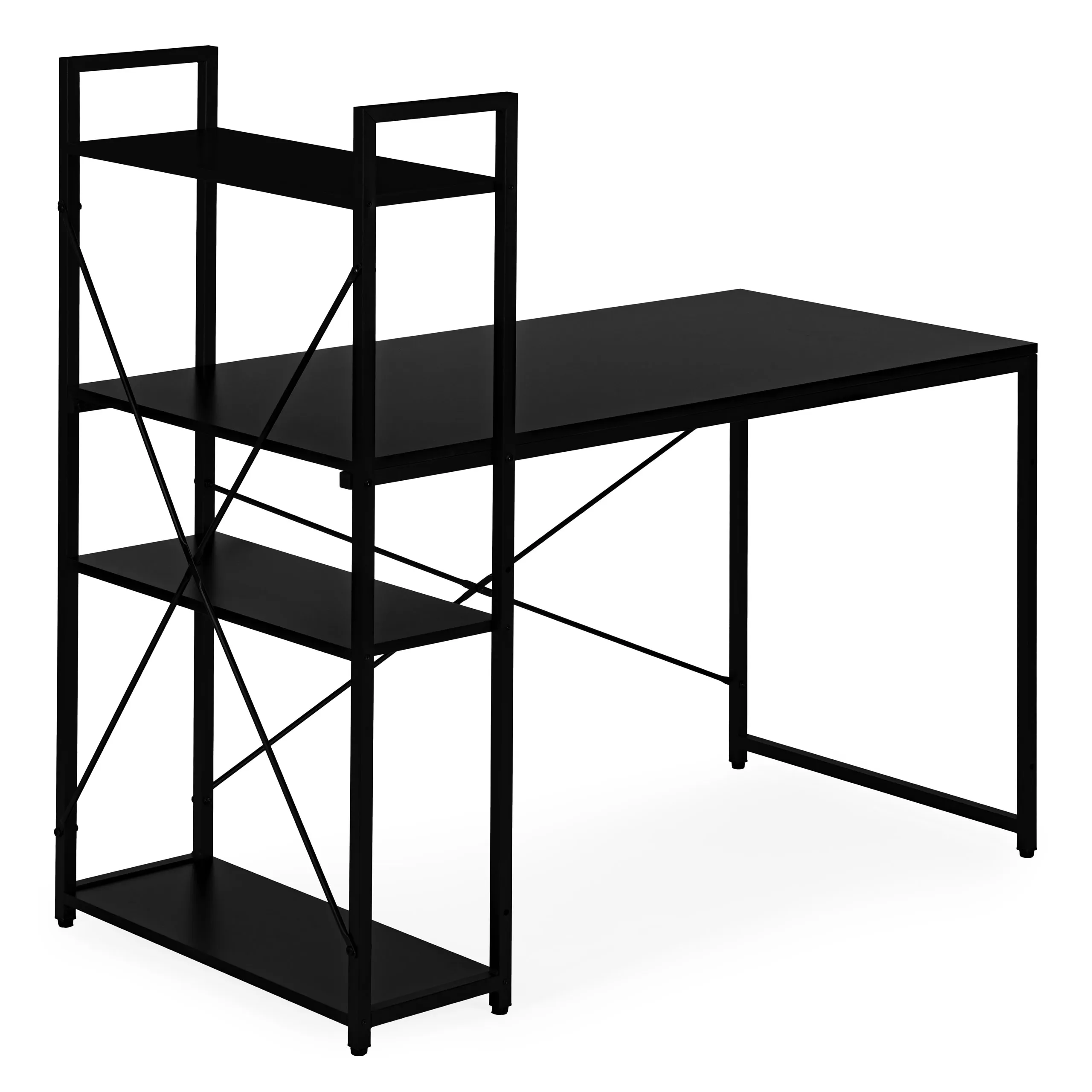 modernhome uredski stol 120 × 60 cm s policom i 3 police – crni - slika 6