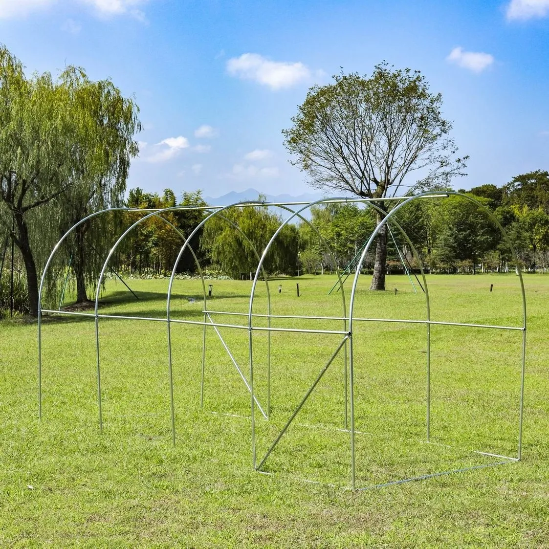 vrtni tunelski staklenik 6 × 3 × 2 m, 18 m², s metalnom konstrukcijom i uv-otpornom folijom - slika 7