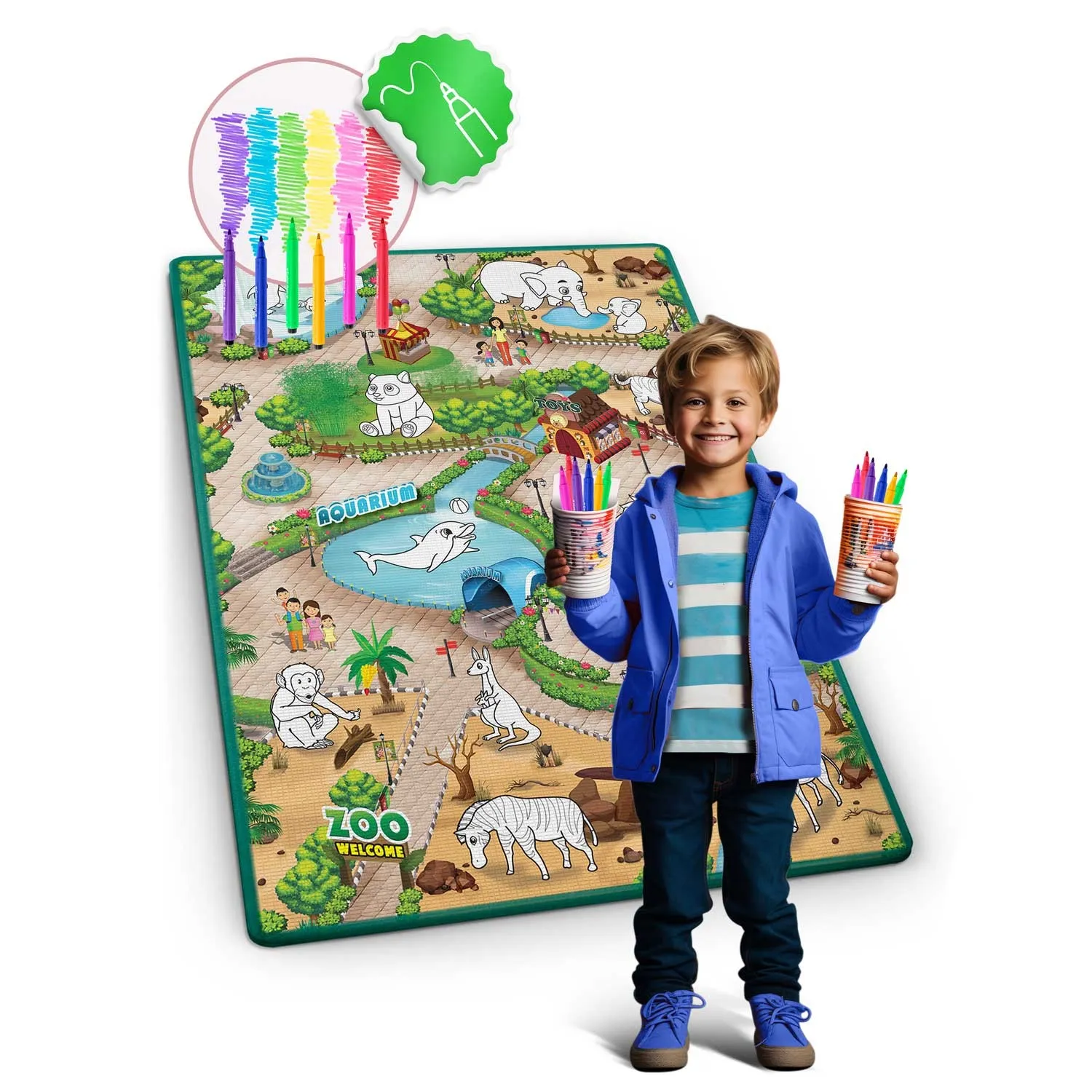 ricokids model rk-344 xxl podloga za bojanje + flomasteri gratis 120 x 90 x 0,3 cm - slika 5