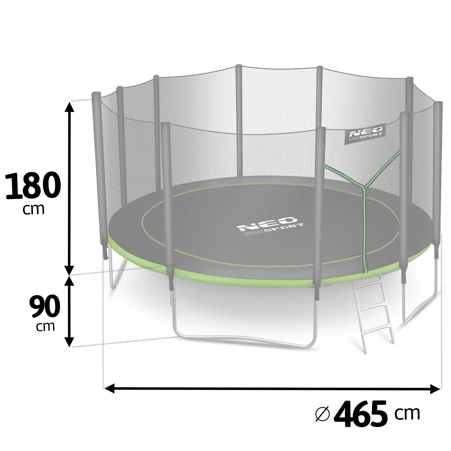 neo-sport vrtni trampolin 465 cm (15 ft) s vanjskom mrežom i ljestvama - slika 4