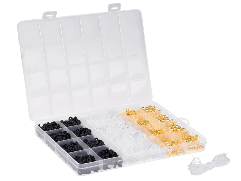 diy set perli za narukvice prijateljstva od polimernih glina, bijele, crne i zlatne - slika 3