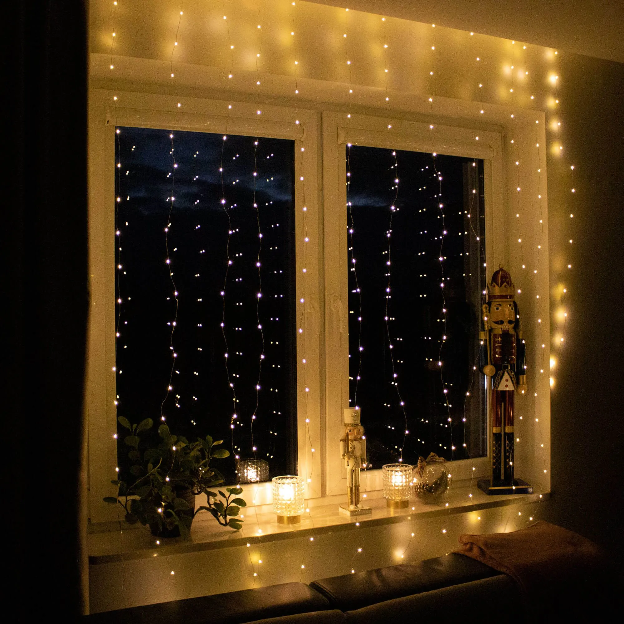 led žičane lampice- zavjesa – 200 lampica, toplo bijela - slika 12