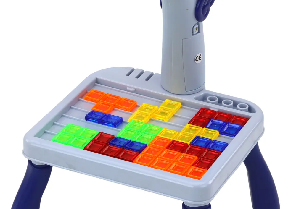 projektor za crtanje sa stolićem i tetris igrom plavi jednorog 2u1 - slika 4