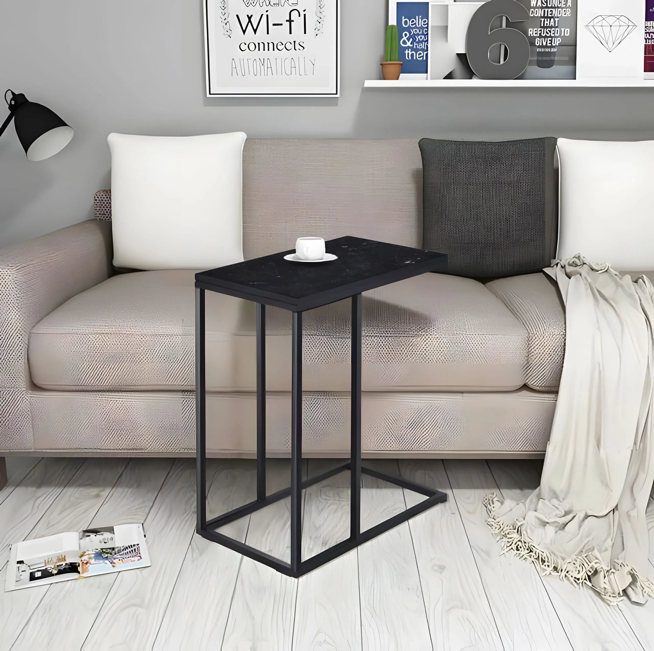 pomoćni stolić za laptop, stolić za kavu, c-oblik, modernhome - slika 6