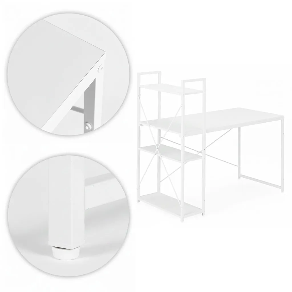 modernhome uredski stol 120 × 60 cm s policom i 3 police – bijeli - slika 8