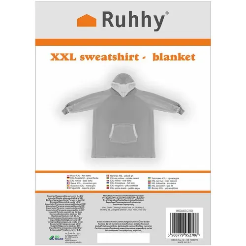 ruhhy velika xxl oversize majica deka u sivoj boji - slika 3