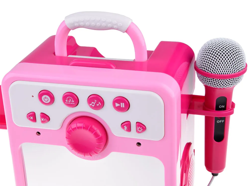 disko zvučnik s mikrofonom za karaoke rozi - slika 7