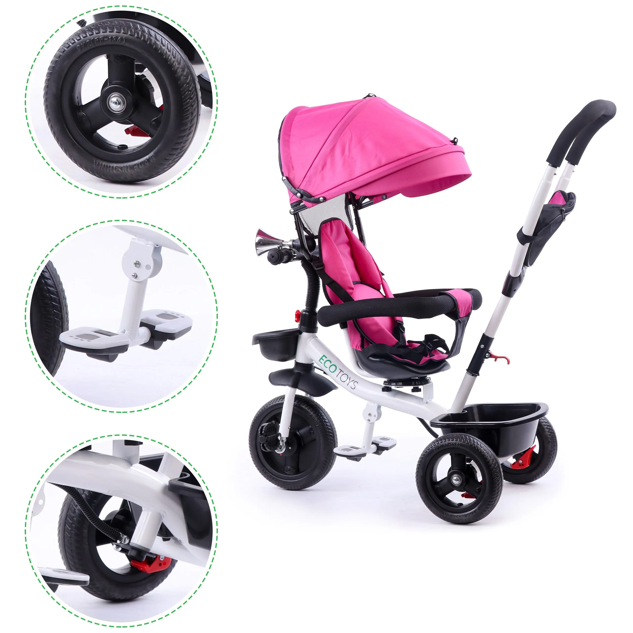 ecotoys dječji tricikl rozi - slika 7
