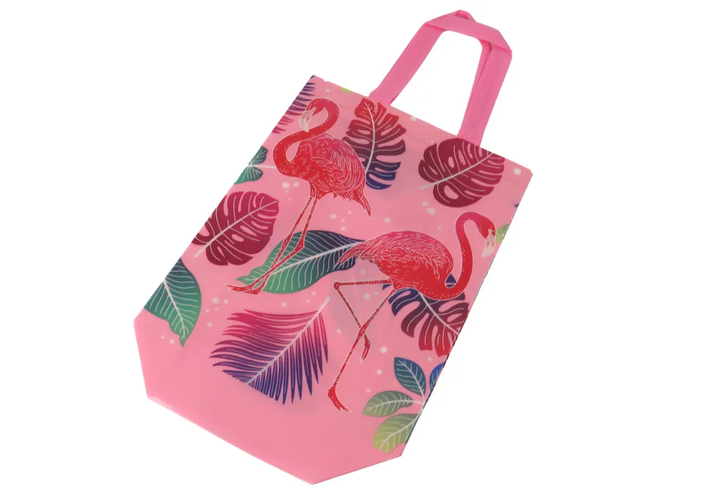 poklon vrećica 30.5cm x 24.5cm x 10cm roza flamingosi - slika 3