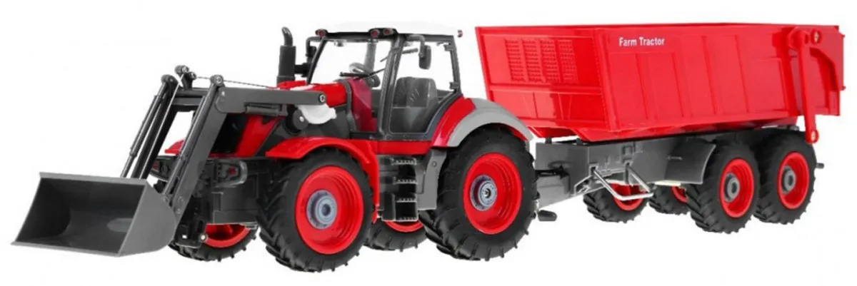 traktor s prikolicom crveni na daljinsko upravljanje - slika 3