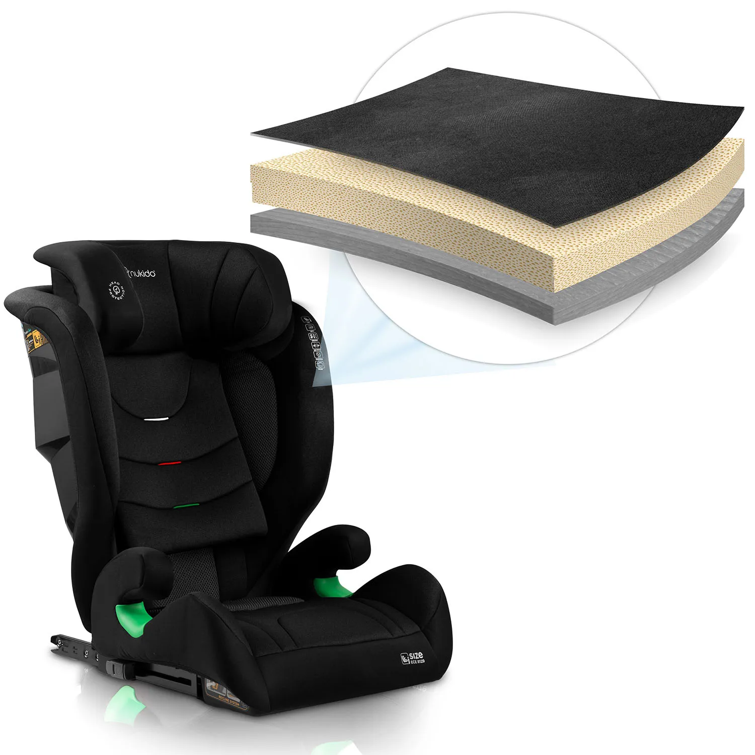 nukido louis soft crna autosjedalica 15-36 kg isofix - slika 9
