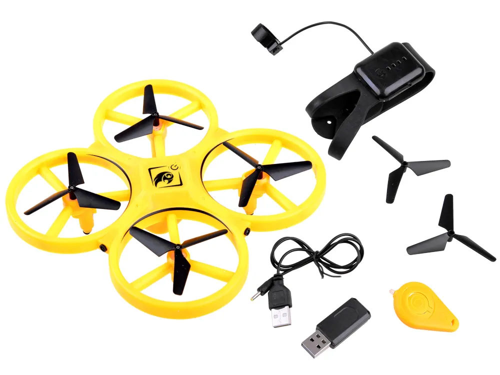 dron quadracopter upravljanje rukavicom žuti - slika 3