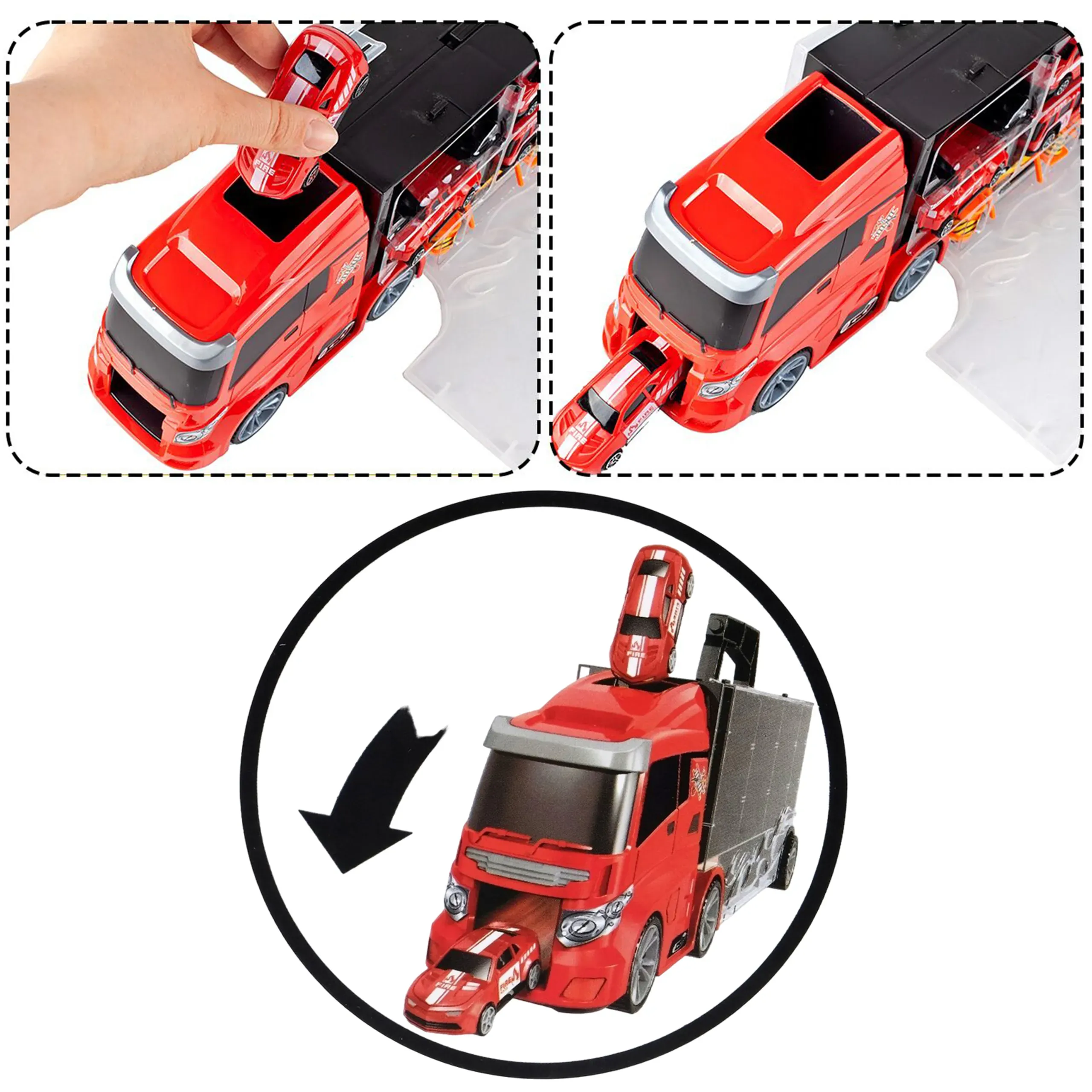 woopie set kamion transporter 3u1 crveni 11 kom. - slika 5