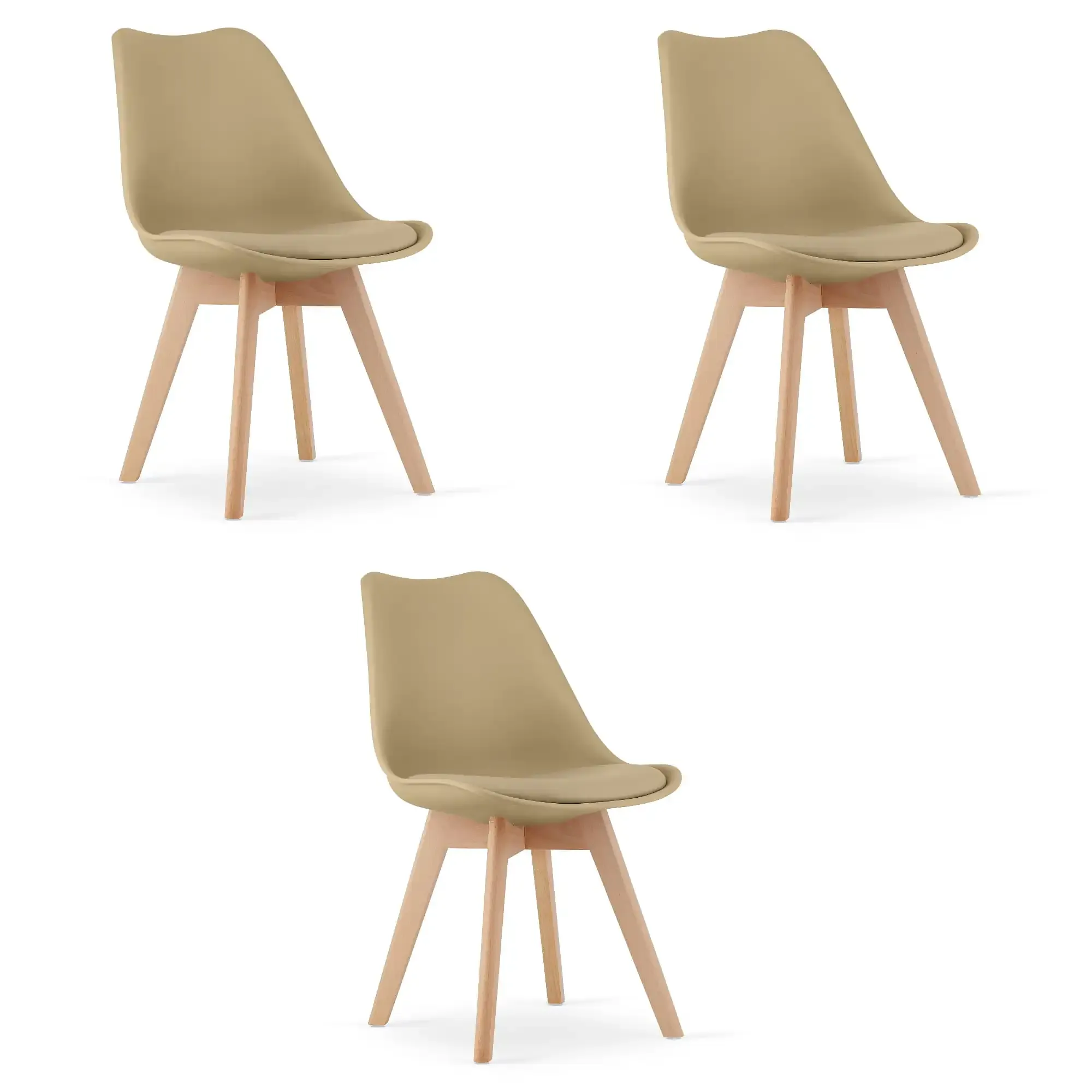 mark set stolica - tamno bež / prirodne noge x 3 - slika 2