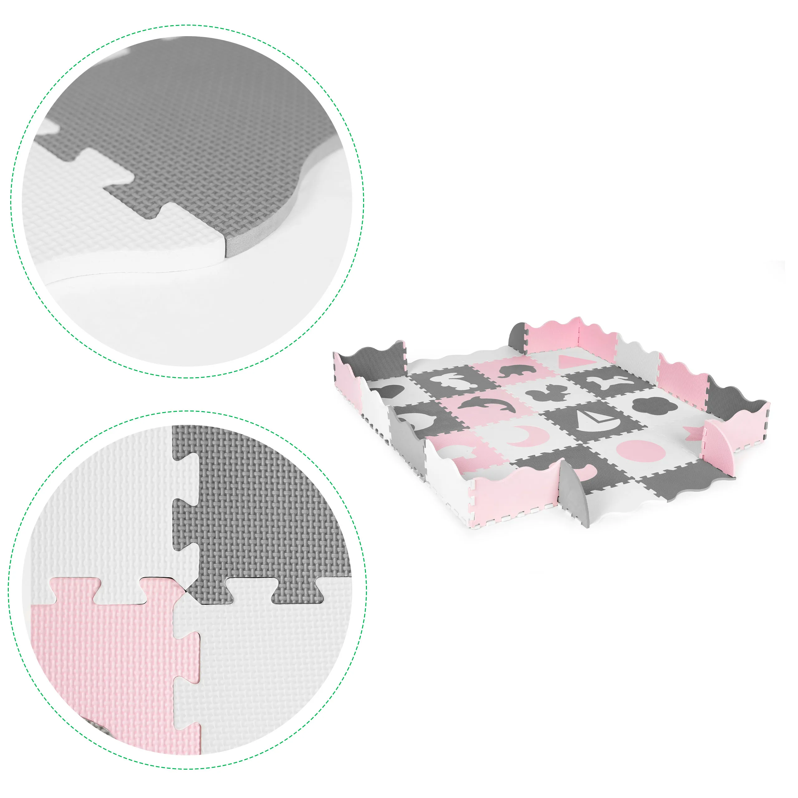 ecotoys edukativna puzzle podloga za igru crno-bijelo-roza 36kom. - slika 4