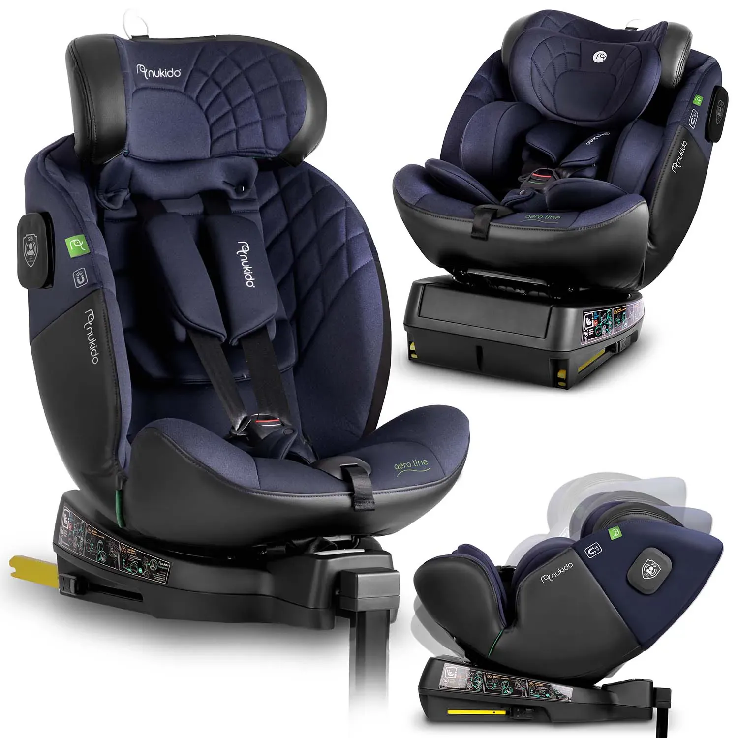 nukido aero line crna i tamnoplava autosjedalica 0-36 kg isofix - slika 2