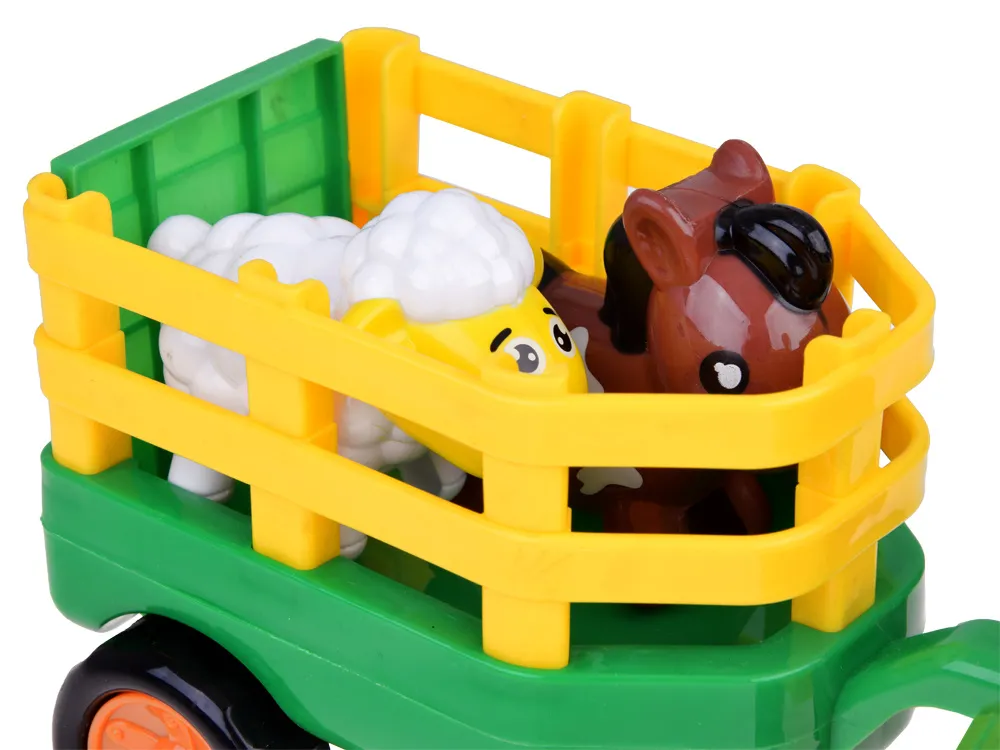 traktor s prikolicom, farmer i set životinja - slika 8