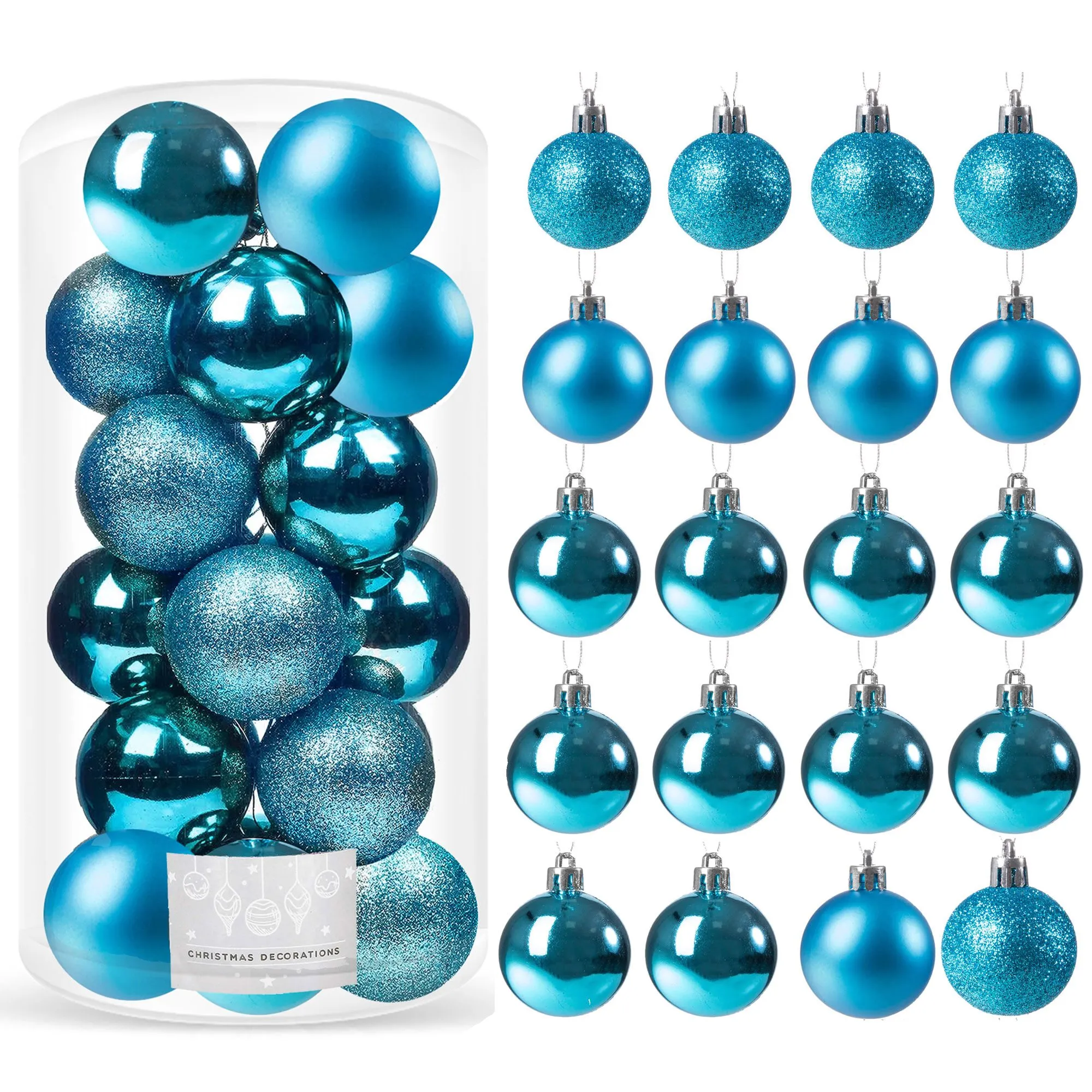 božićne kuglice 4 cm – set od 20 komada, plave - slika 8