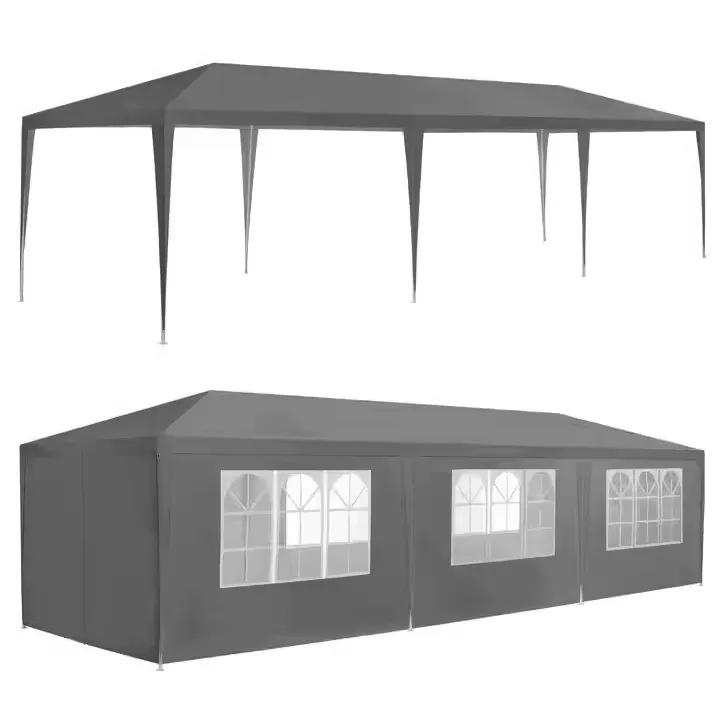 multigarden komercijalni vrtni paviljon šator – 3 × 9 m, 8 zidova, sivi - slika 6