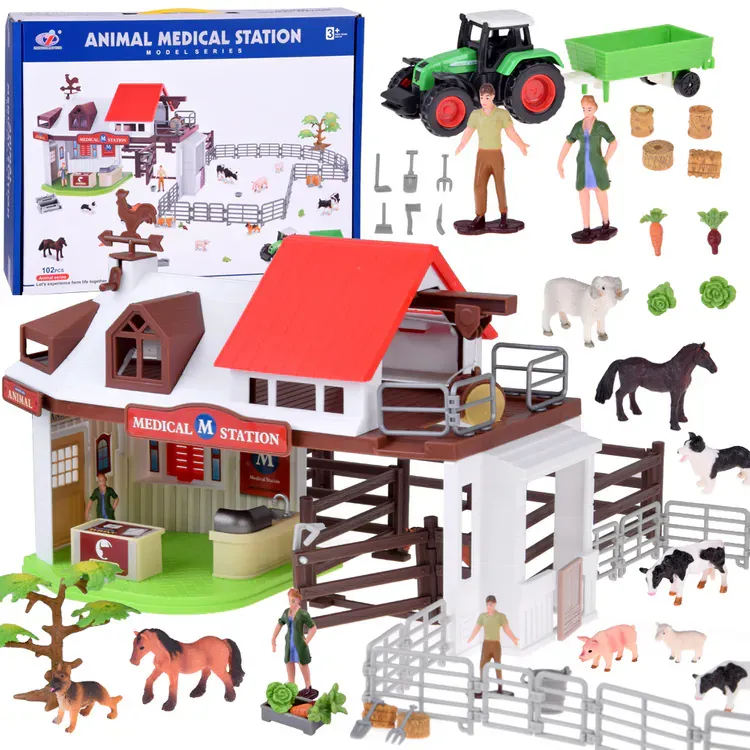 set za veterinarsku stanicu životinja - 102 elementa farme: traktori, životinje, dodaci! - slika 2