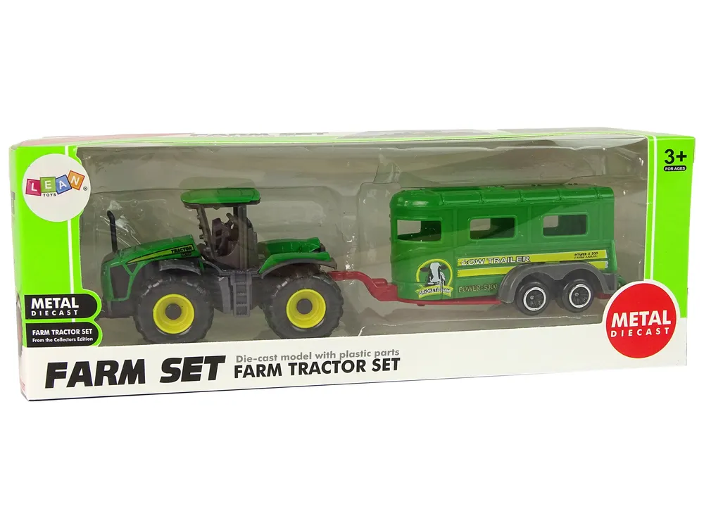 zeleni traktor s prikolicom za prijevoz stoke - slika 6
