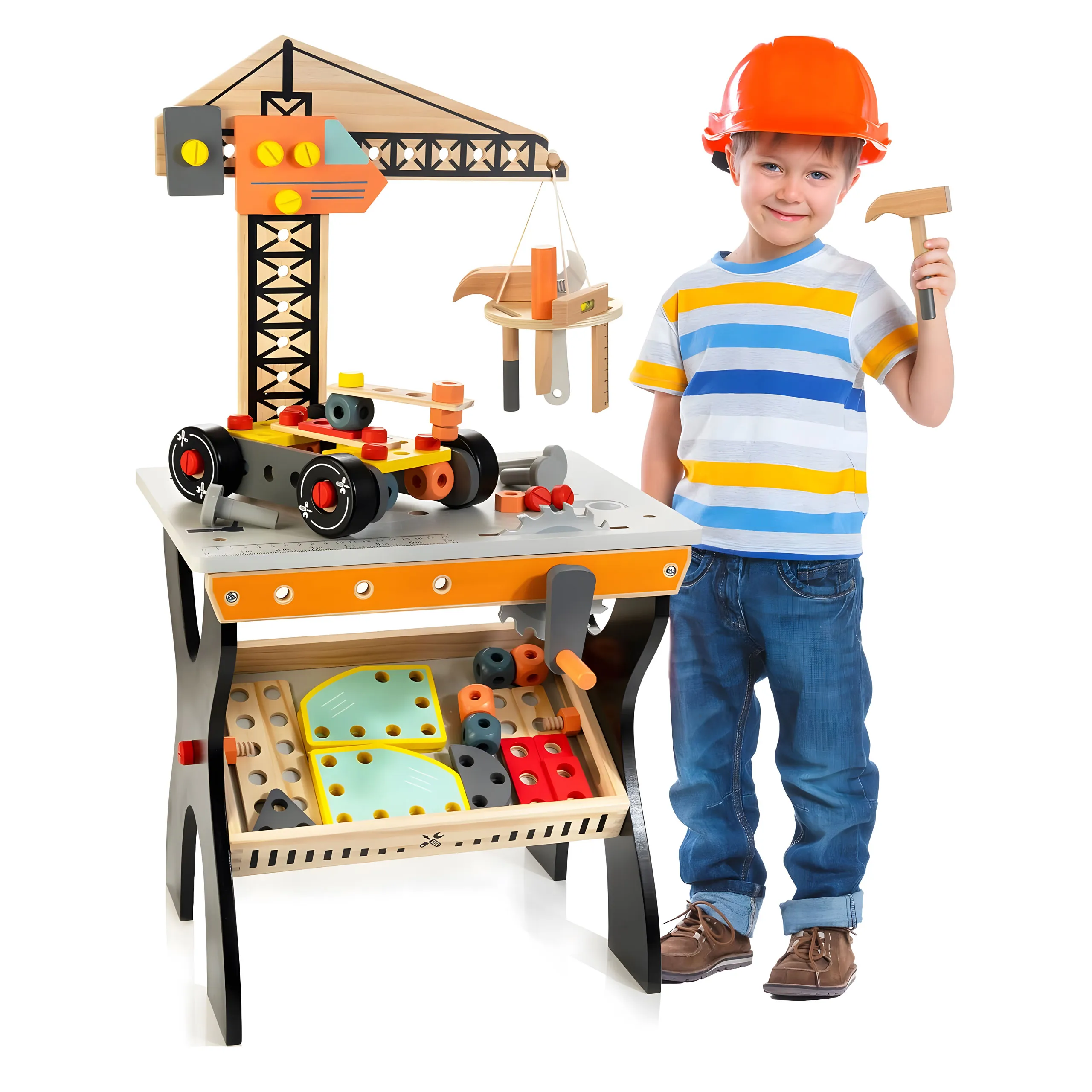 drvena radionica za dječji alat stol ecotoys - slika 8