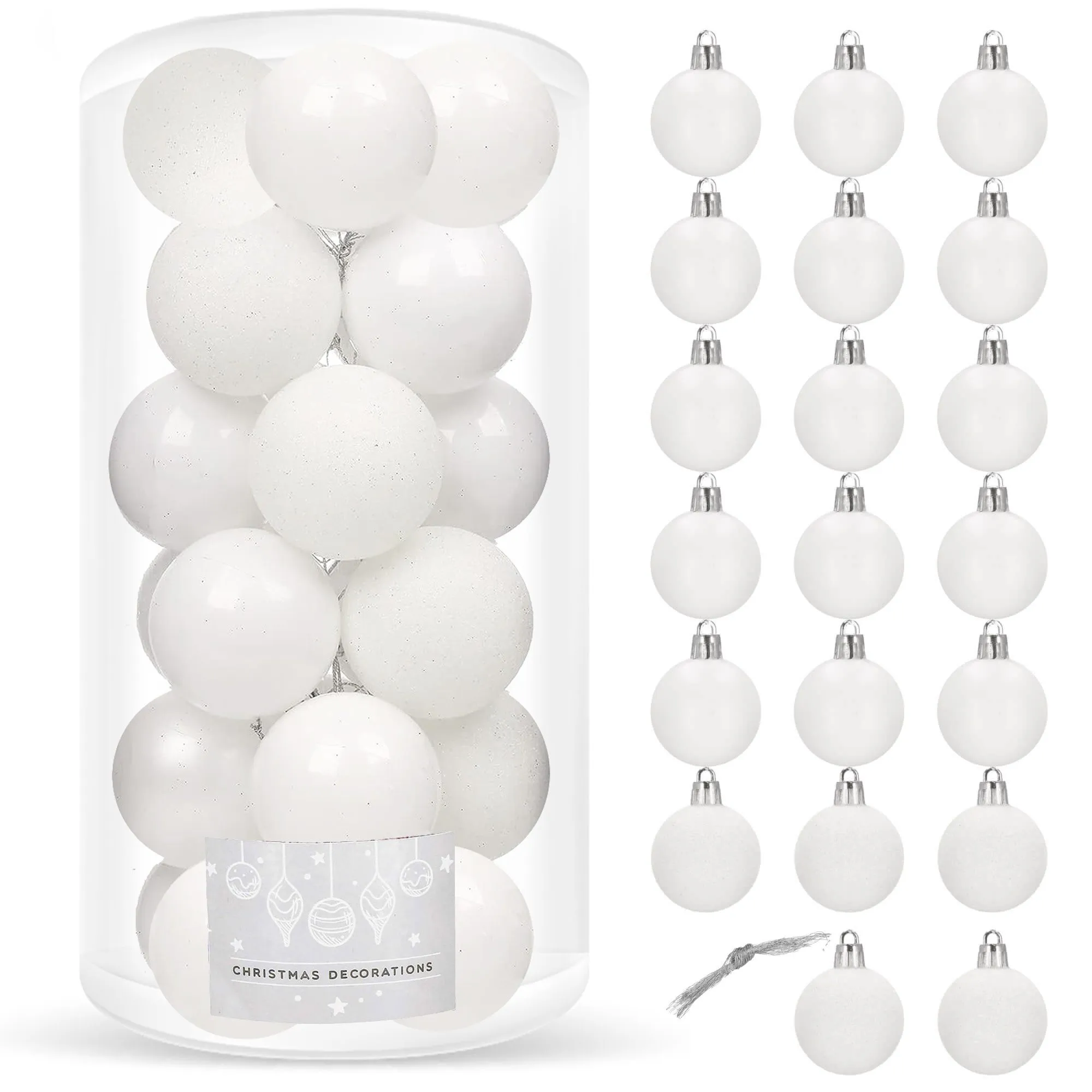 božićne kuglice 4 cm – set od 20 komada bijele - slika 7