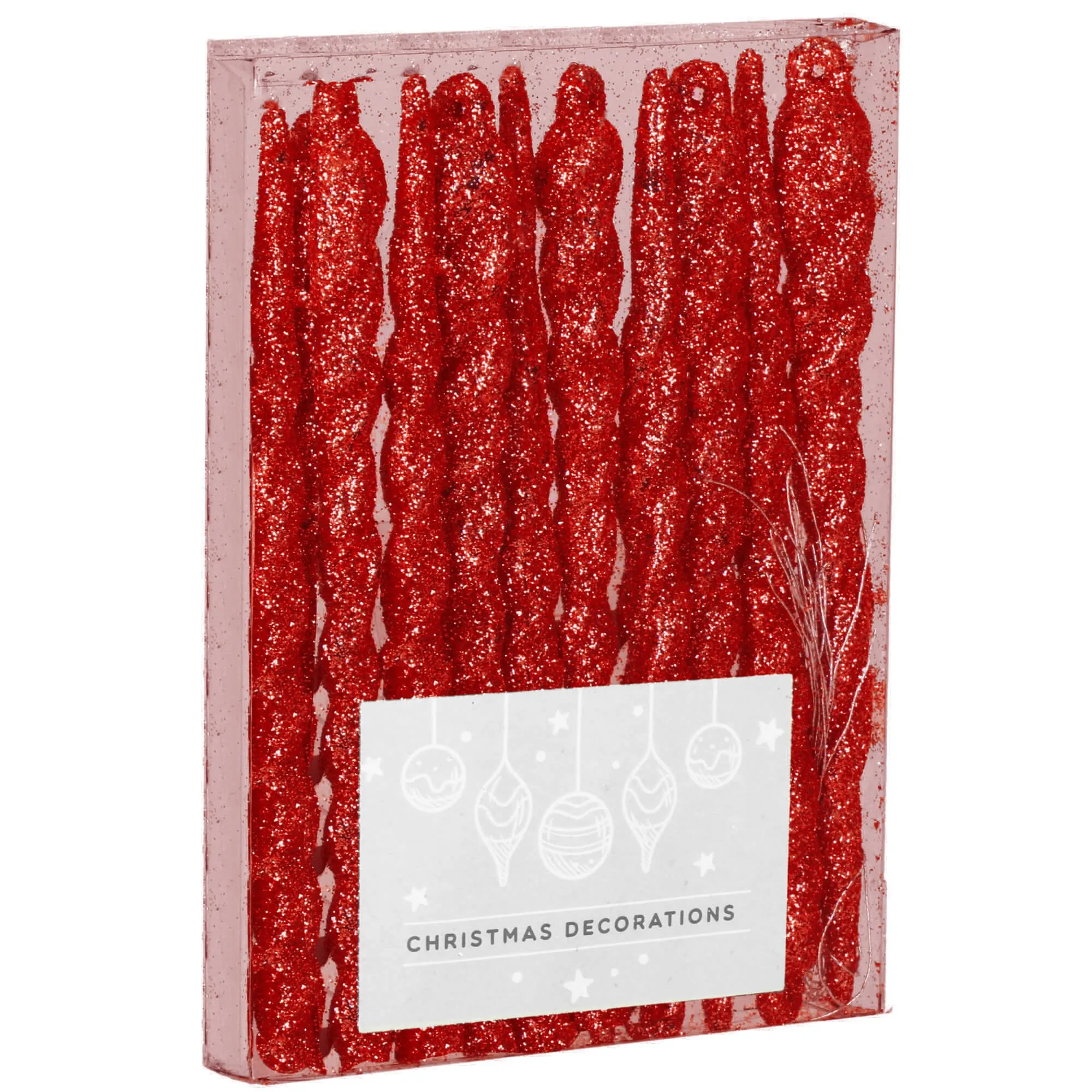 božićni ukrasi 12 cm – set 10 komada, crveni - slika 5