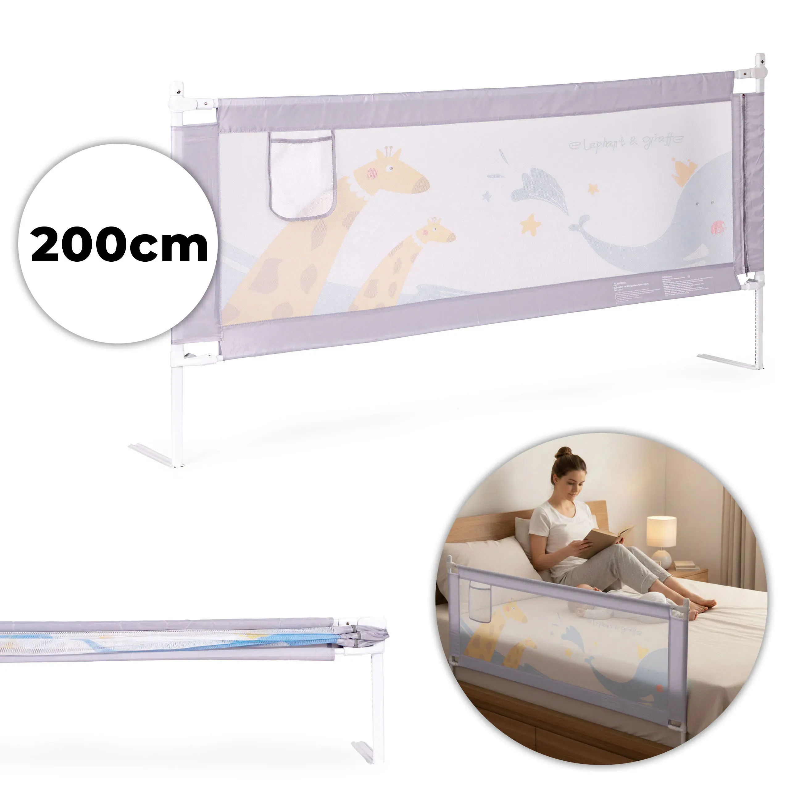ECOTOYS Zaštitna ograda za krevet 200 cm, zaštita za djecu - Pribislavec