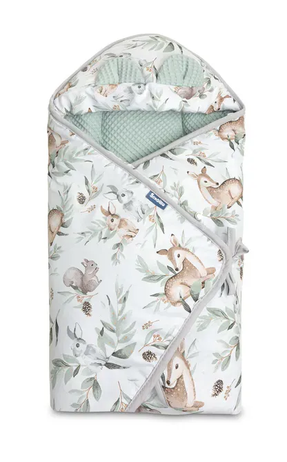 waffle deka za bebe – jeleni, mint boja - slika 2