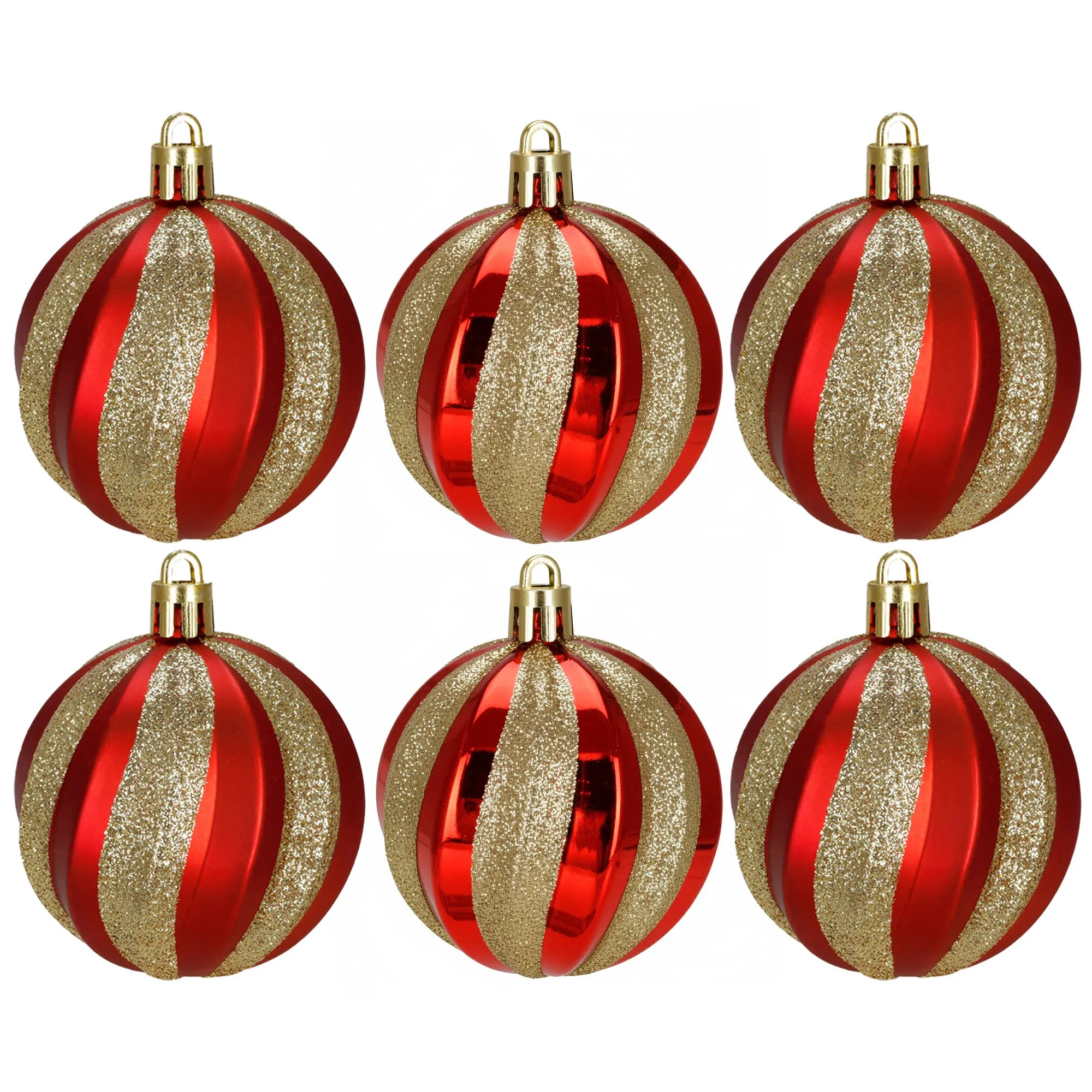 božićne kuglice 6 cm – set 6 komada crvena / zlatna - slika 4
