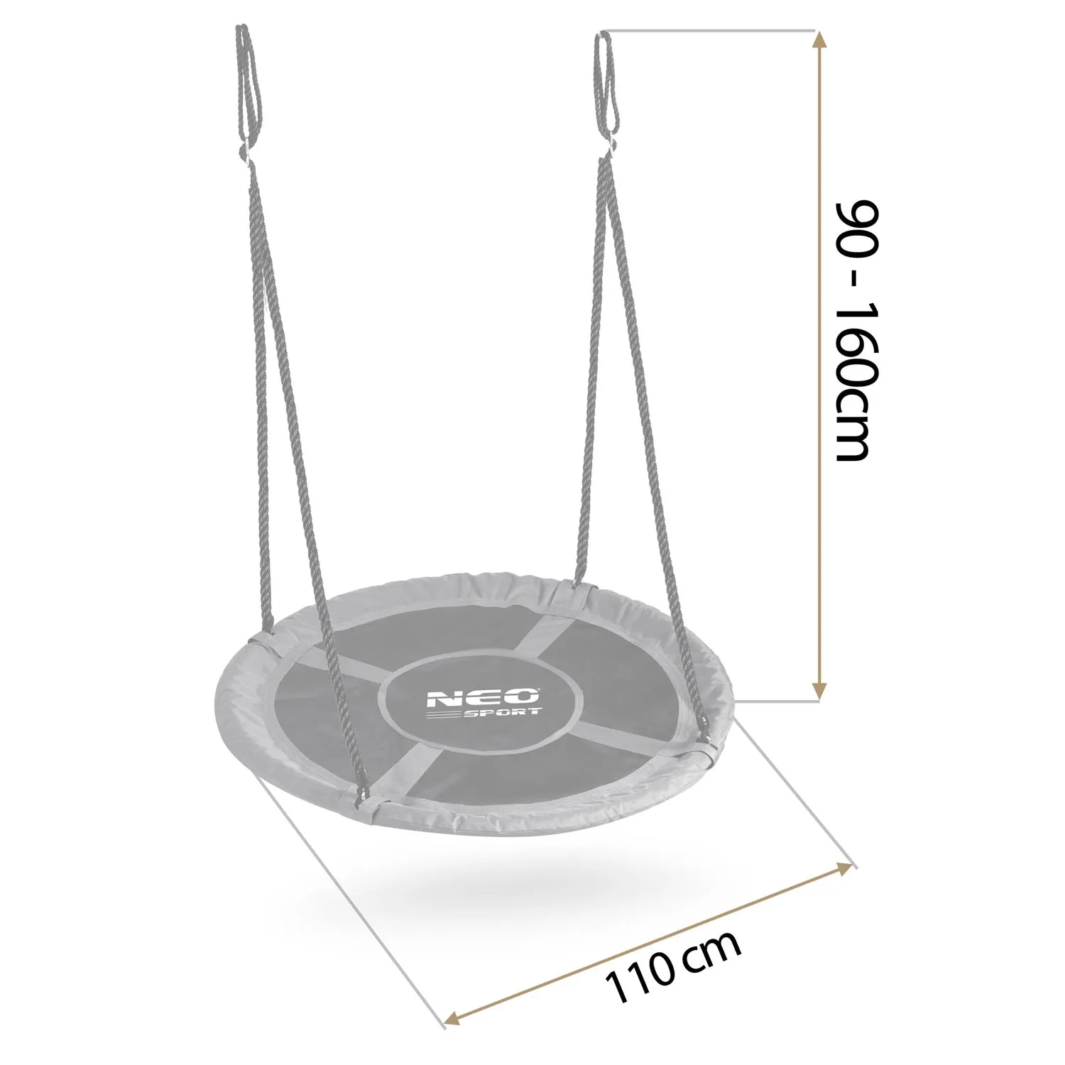 neo-sport ljuljačka rodino gnijezdo, 110 cm, siva - slika 6