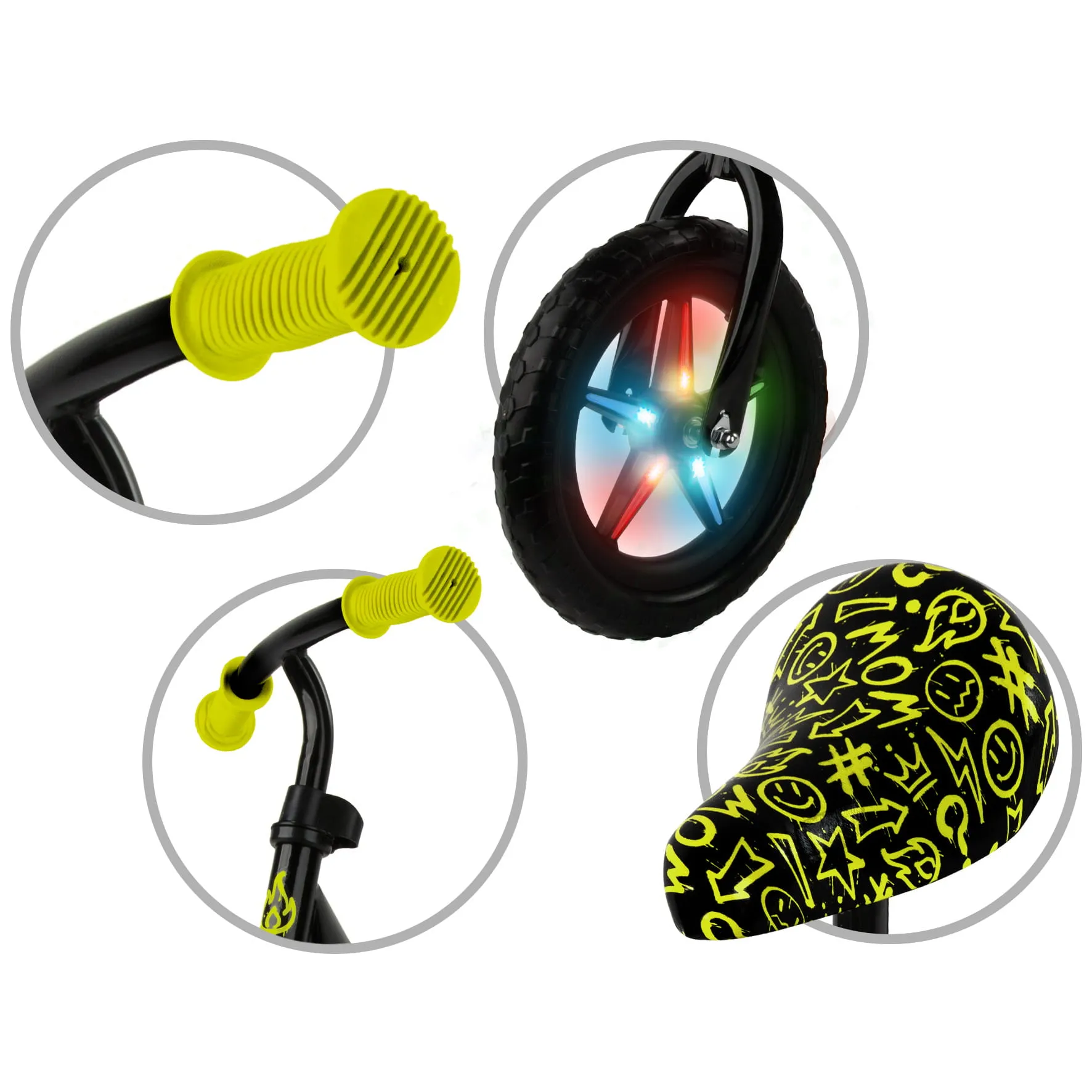 kidwell rebel led neonsko žuti bicikl za balansiranje - slika 5