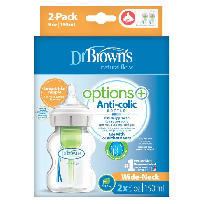 dr. brown's natural flow® options+™ bočica širokog grla 150 ml, 2 kom - slika 3