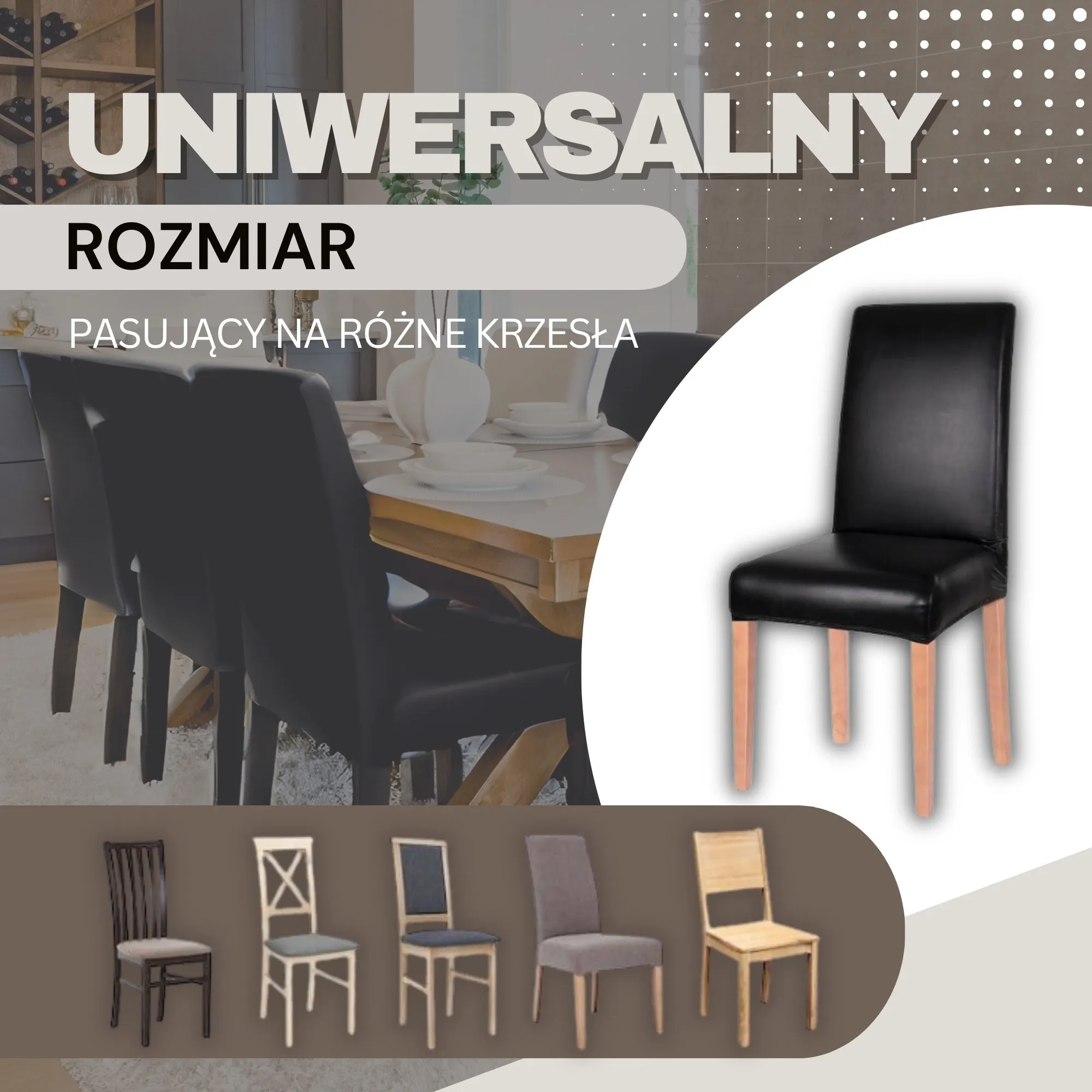 navlaka za stolicu, crna koža - slika 11