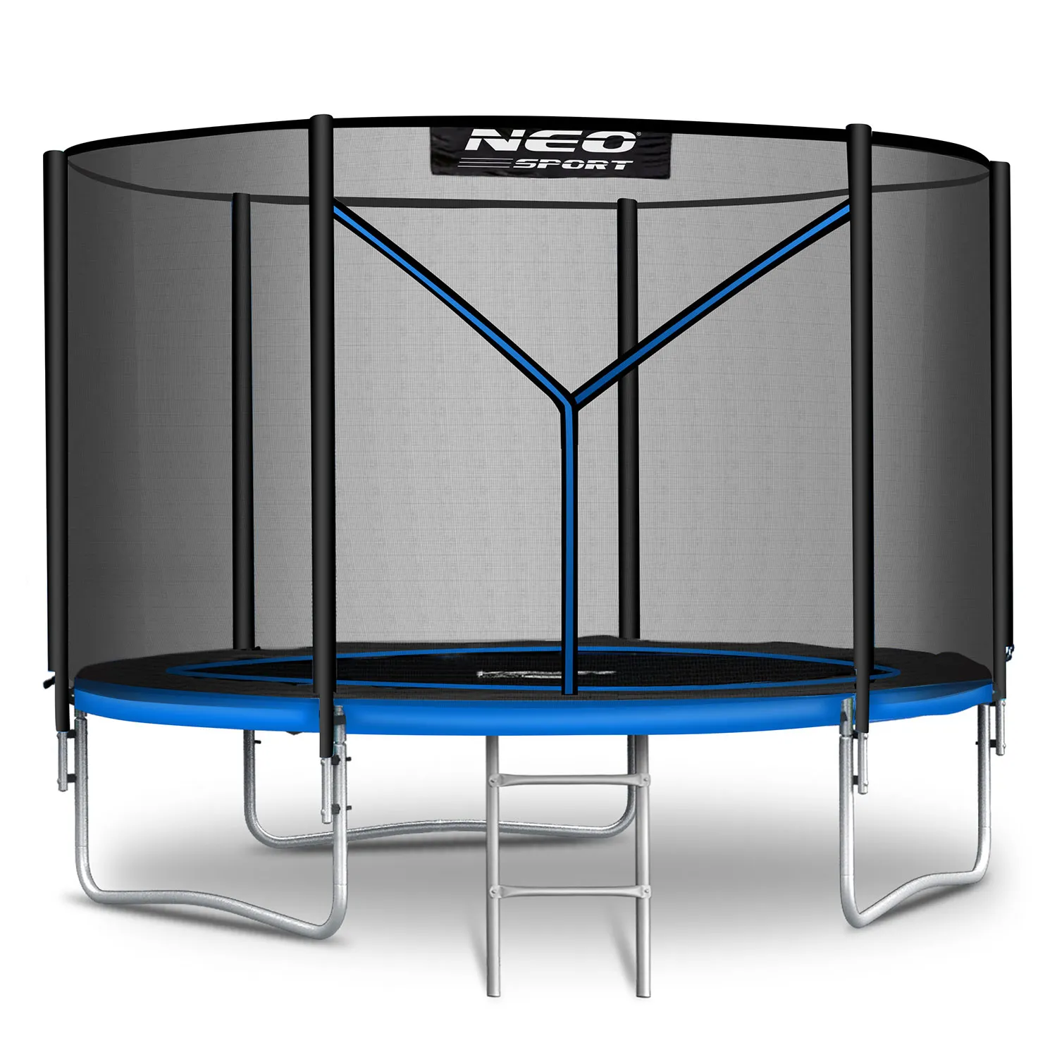 neo-sport vrtni trampolin 252 cm (8 ft) s vanjskom mrežom i ljestvama, plavi - slika 3