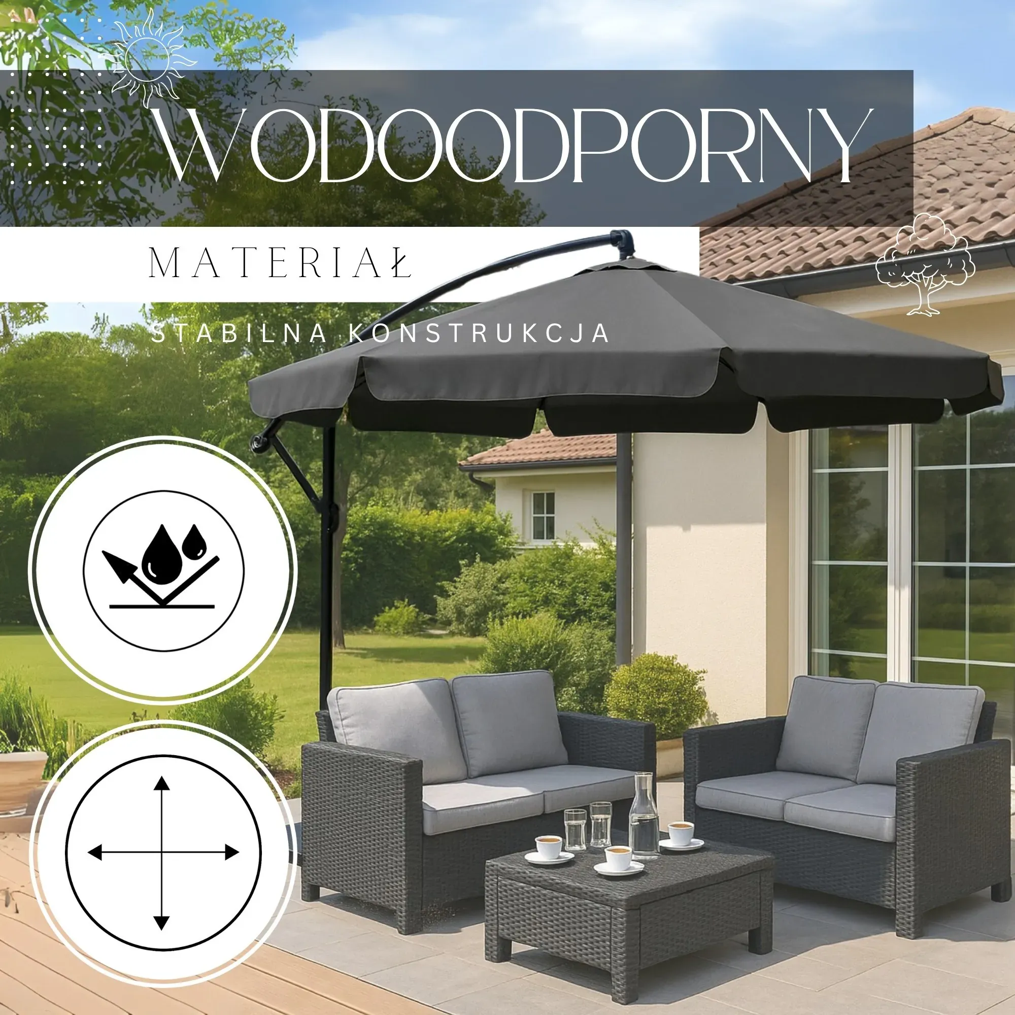 vrtni suncobran 350 cm - slika 5