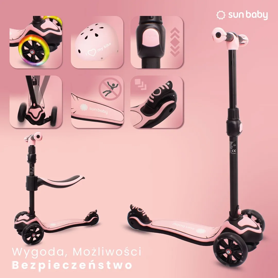 sun baby 3u1 dječji romobil flash roza - slika 10