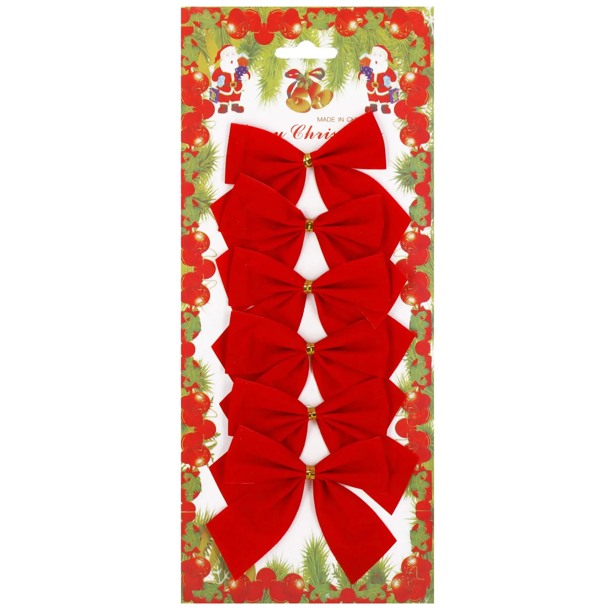 božićne mašne 9,5 × 7,5 cm – set 6 komada crvene - slika 2