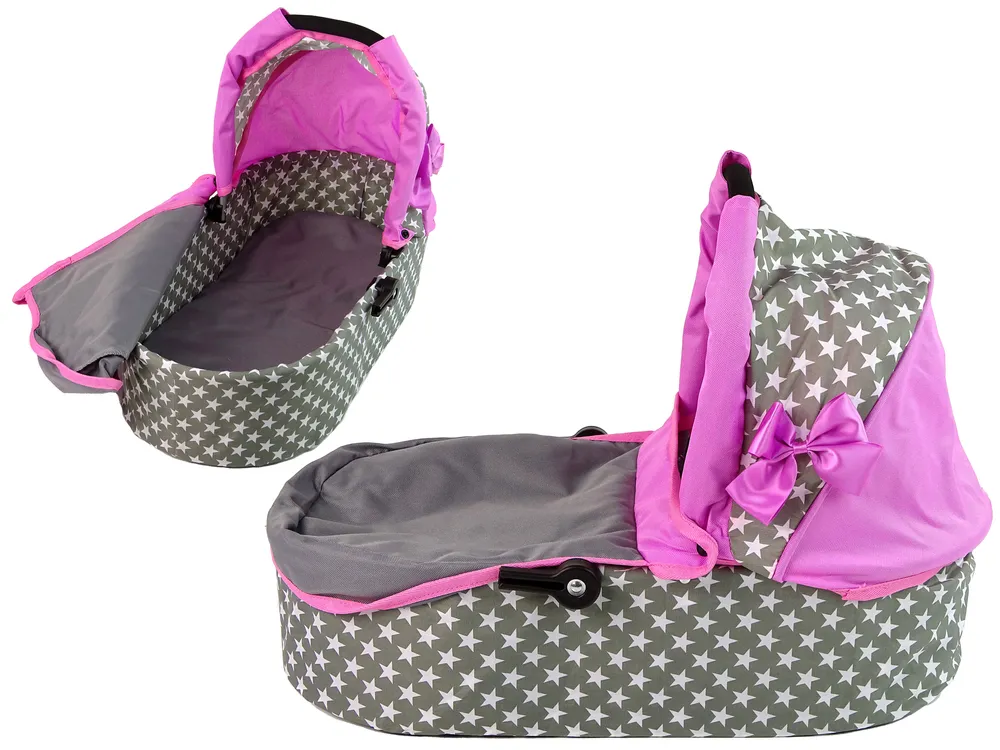 dječja kolica za lutke 2-u-1 torba za nosiljku pink stars - slika 4