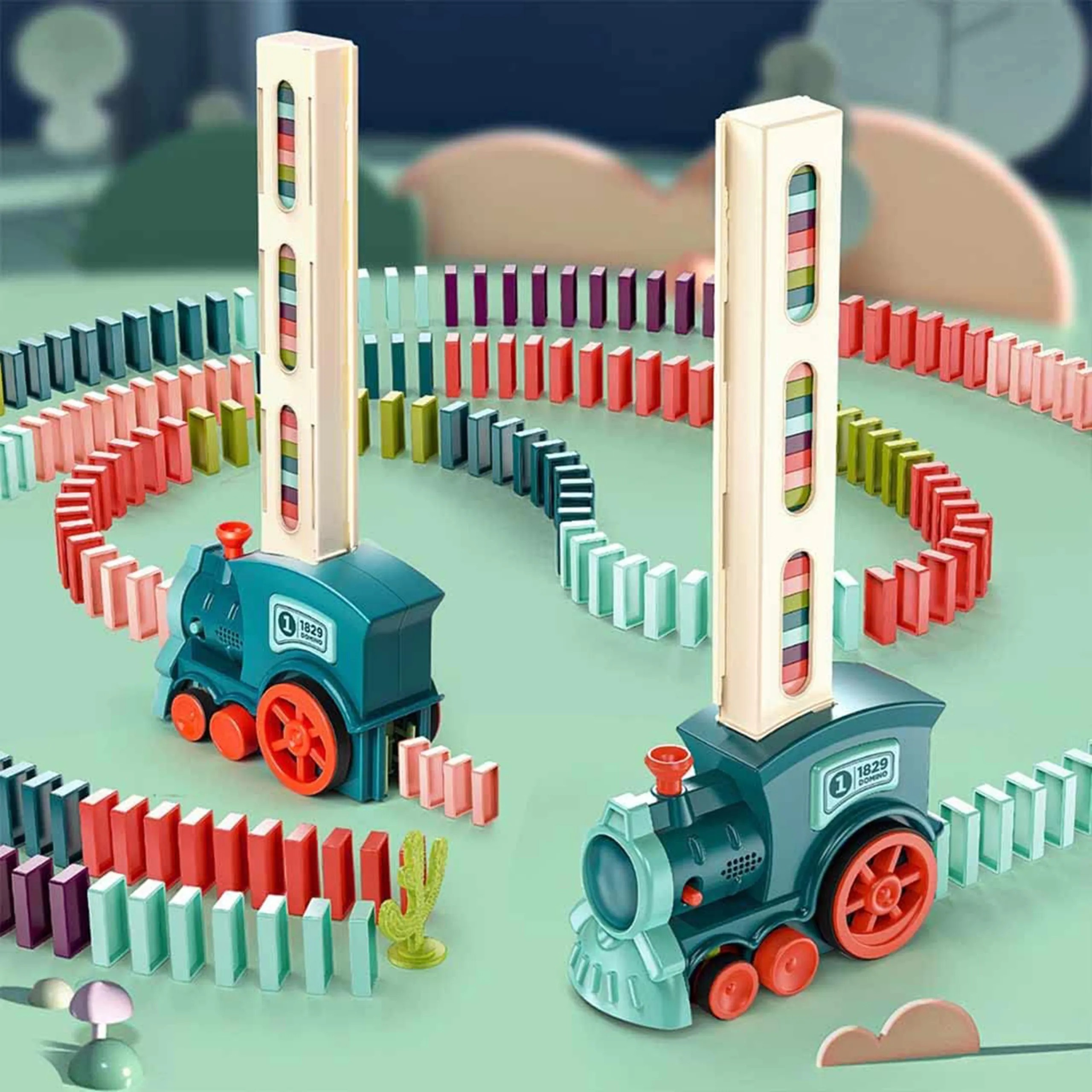 woopie električna lokomotiva za domino blokove 63 el. - slika 10