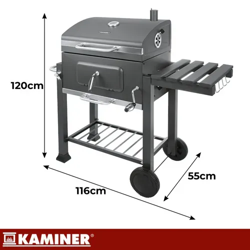 kaminer vrtni roštilj s poklopcem 114x67x120cm - slika 3