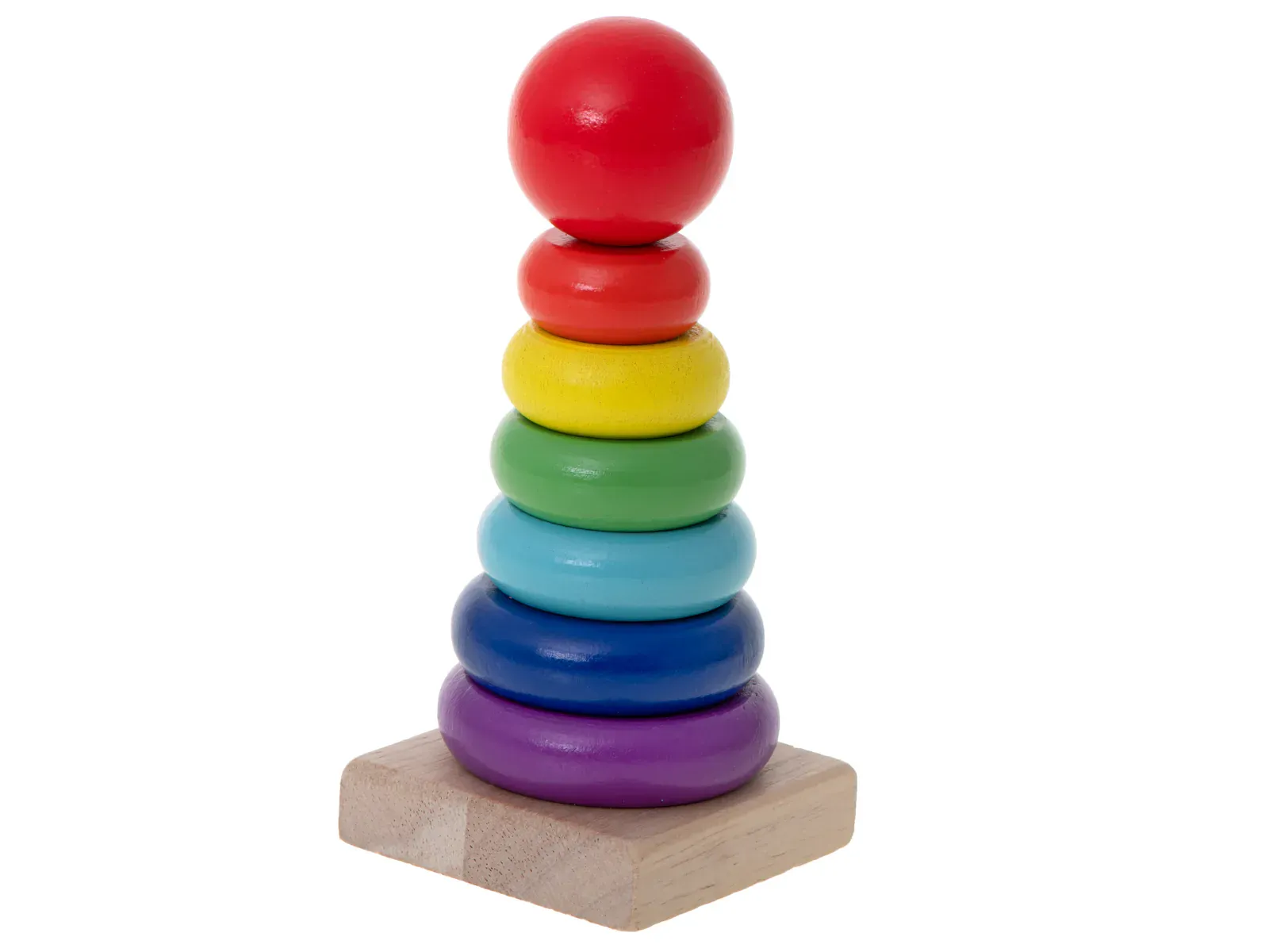 montessori drvena piramida šarenih obruča 13cm - slika 2