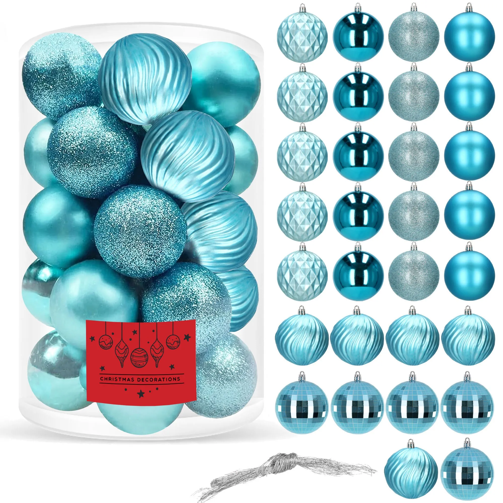 božićne kuglice 8 cm – set od 30 komada, nijanse plave - slika 10