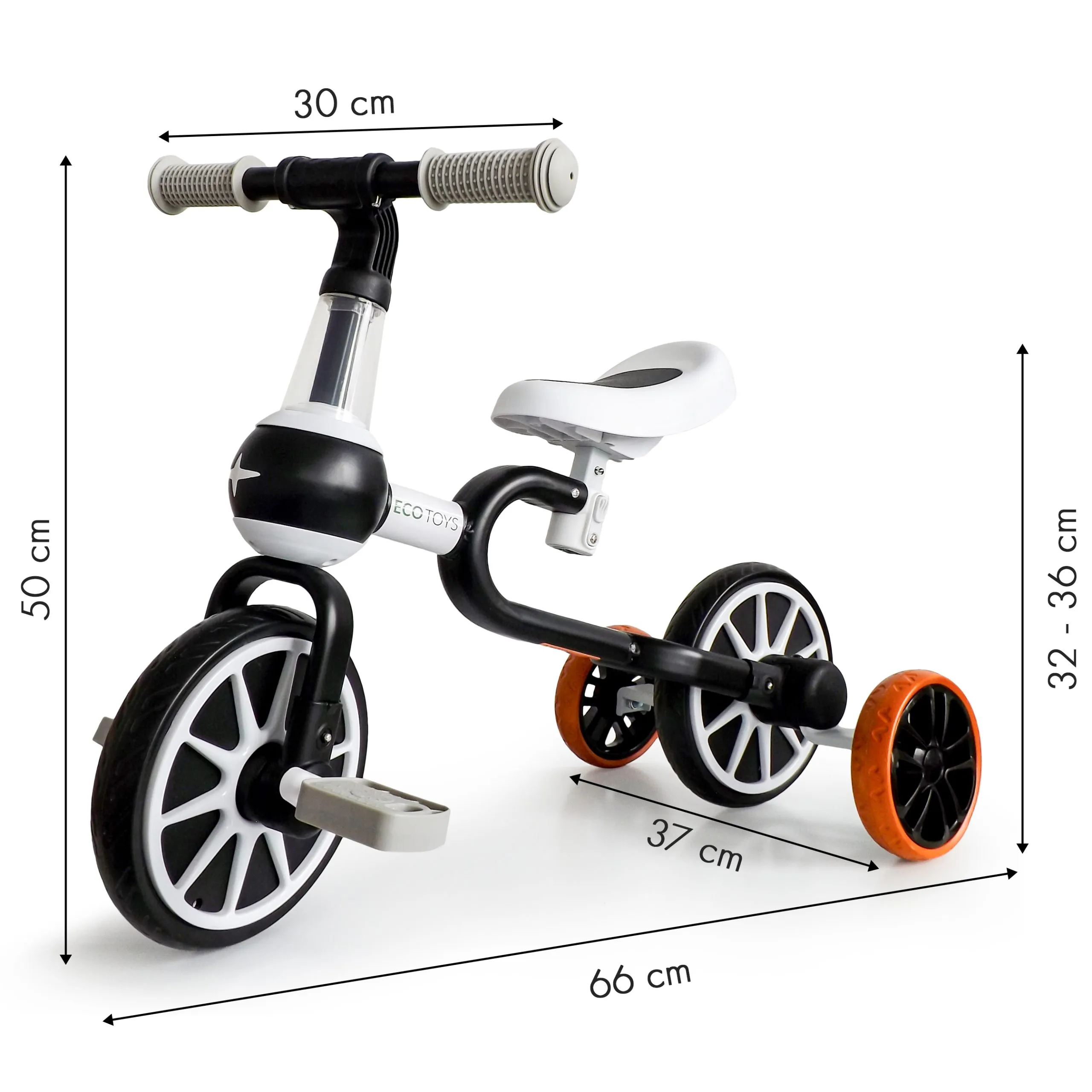 ecotoys 4u1 dječji bicikl crno-bijeli - slika 6