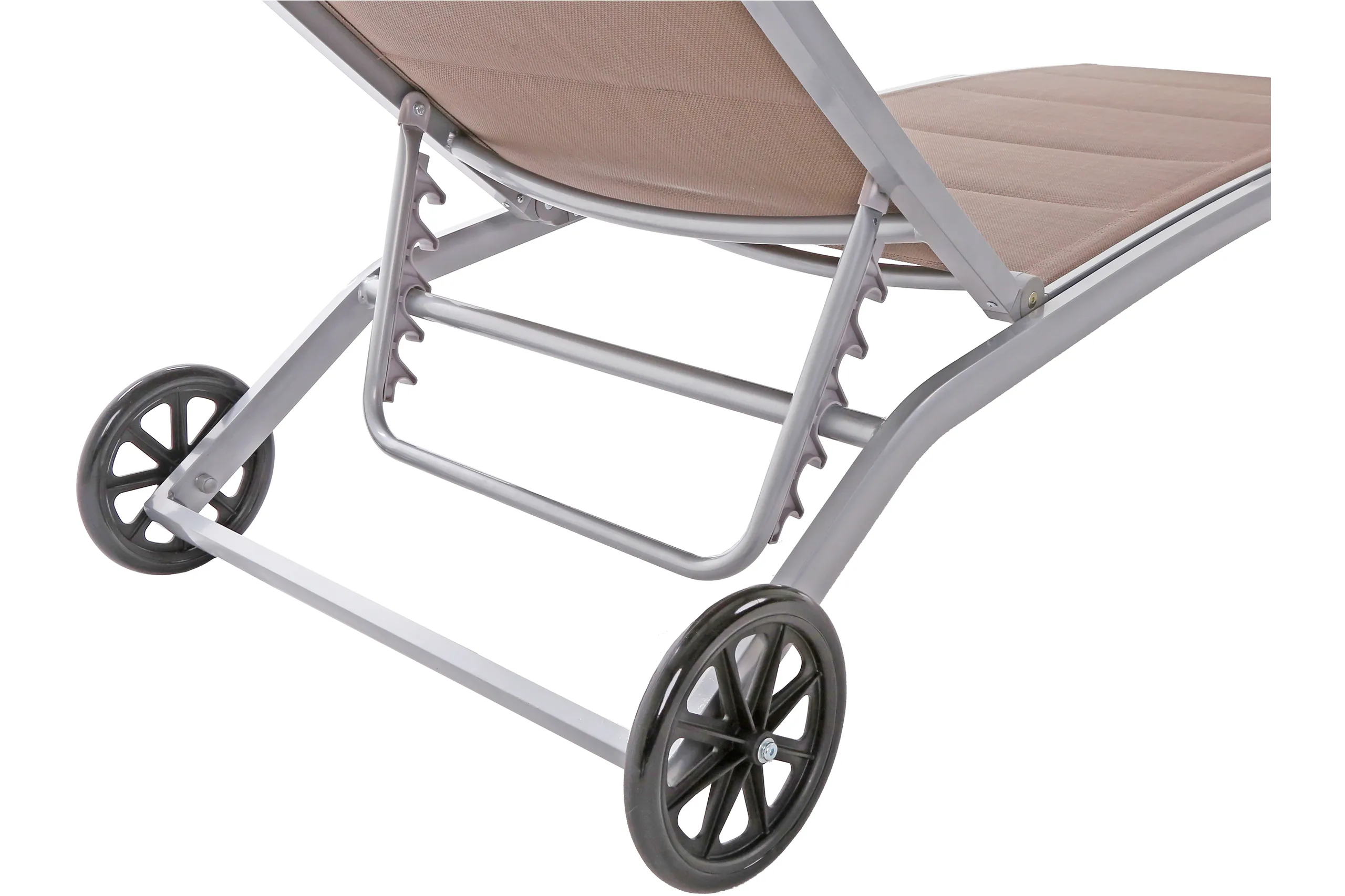 elegantna aluminijska vrtna ležaljka ibiza srebrna/taupe - slika 4